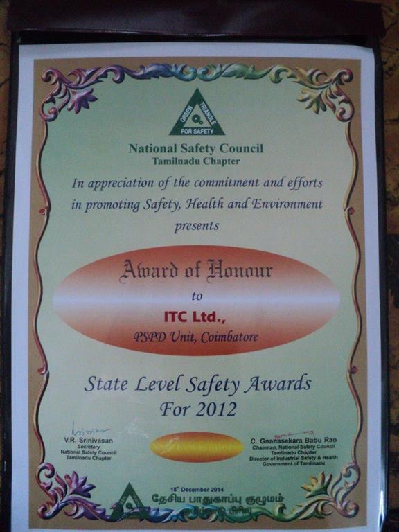 ITC Paperboards and Specialty Papers Division Team Kovai received the Award of Honour from